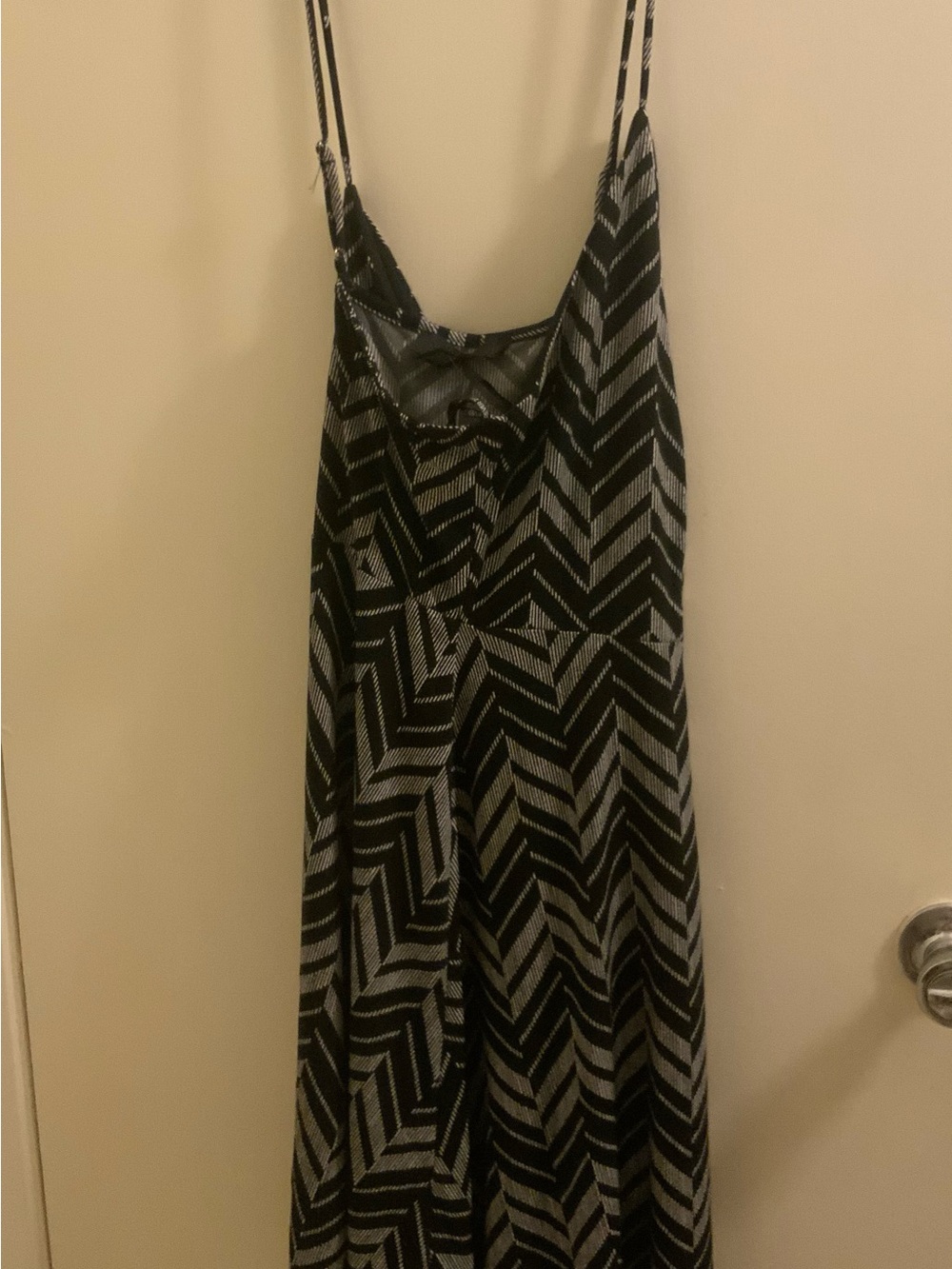 Forever 21 90s Inspired Black and Gray Chevron Maxi Slip Dress